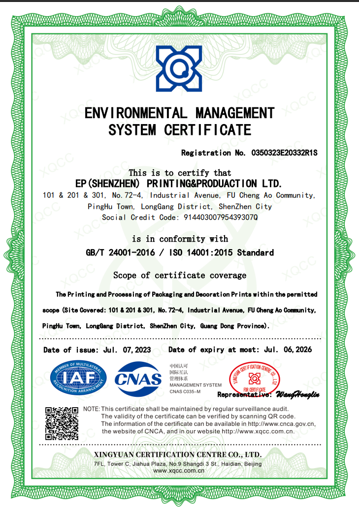 ISO14001 Certificate